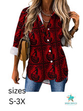 Load image into Gallery viewer, Baha Ranch Colores de Mexico Flamenco Floral Button Up Blouse
