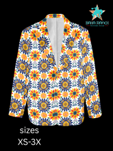 Load image into Gallery viewer, Colores de Mexico Blue Yellow Mexican Floral Blazer
