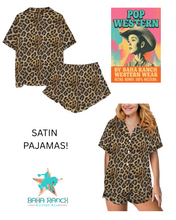 Load image into Gallery viewer, Baha Ranch Retro Pop Western Wild Leopard Satin Pajamas
