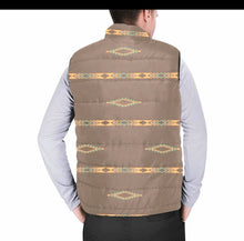 Load image into Gallery viewer, Light Brown Aztec Men&#39;s Puffy Vest
