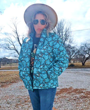 Load image into Gallery viewer, All Turquoise Women&#39;s Puffy Bomber Jacket
