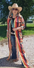 Load image into Gallery viewer, Colores De Mexico Southwestern Aztec Serape Long Sleeve Shirt Dress Duster

