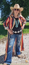 Load image into Gallery viewer, Colores De Mexico Southwestern Aztec Serape Long Sleeve Shirt Dress Duster
