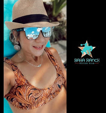 Load image into Gallery viewer, Yeehaw Tooled Leather Bikini Top
