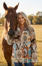 Load image into Gallery viewer, Baha Ranch Bohemian Dreams Cowgirl Button Up Blouse
