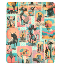 Load image into Gallery viewer, Baha Ranch Honky Tonk Kitsch Collage Throw Blanket Ultra-Soft Micro Fleece 40" x 50" Made in America
