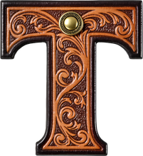 Load image into Gallery viewer, Monogrammed Initial Western Leather Look Saddle Longhorn Cowboy Cowgirl Kitchen Dish Towels Made in America
