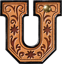 Load image into Gallery viewer, Monogrammed Initial Western Leather Look Saddle Longhorn Cowboy Cowgirl Kitchen Dish Towels Made in America
