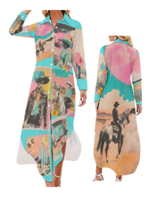 Load image into Gallery viewer, Baha Ranch Retro Pop Western Button Up Shirt Dress Duster

