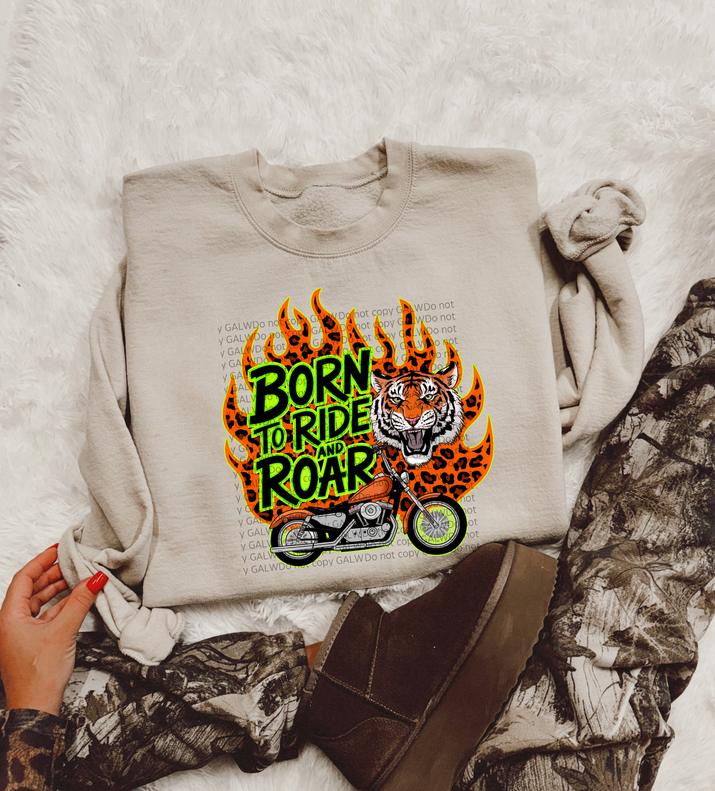 Born to ride and roar tee or sweatshirt