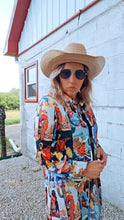 Load image into Gallery viewer, Cowboy Collage Western Shirt Dress Duster
