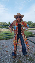 Load image into Gallery viewer, Vintage Rodeo Poster Button-Up Long Sleeve Shirt Duster Dress
