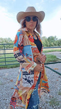 Load image into Gallery viewer, Vintage Rodeo Poster Button-Up Long Sleeve Shirt Duster Dress
