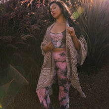 Load image into Gallery viewer, Eagle Feather Pink Crop Bell Bottom
