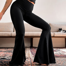 Load image into Gallery viewer, Solid Black Crop Bell Bottom ♡
