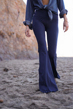 Load image into Gallery viewer, Solid Navy Laser Long Bell Bottom ♡
