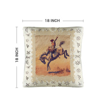 Load image into Gallery viewer, Baha Ranch Vintage Rodeo Stamp Throw Pillow Made in America
