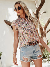 Load image into Gallery viewer, Floral Notched Cap Sleeve Blouse
