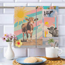 Load image into Gallery viewer, Baha Ranch Summer Cows Set of 2 (same) Kitchen Dish Towels Made in America
