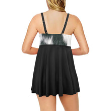 Load image into Gallery viewer, Black and White Cow Hide Swim Dress &amp; Shorts Set
