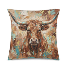 Load image into Gallery viewer, Baha Ranch Velvety Soft Painted Bull Pillow Cover Made in America

