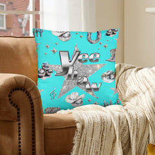 Load image into Gallery viewer, Baha Ranch Turquoise YEEHAW Velvety Soft Pillow Case Made in America
