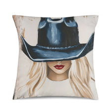 Load image into Gallery viewer, Baha Ranch Cowgirl Blonde Velvety Soft Throw Pillow Case Made in America
