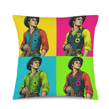 Load image into Gallery viewer, Baha Ranch The Last Roundup Bull Rider Collage Velvety Soft Pillow Cover Made in America
