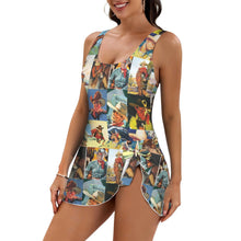 Load image into Gallery viewer, Vintage Cowboy Skirted Swimsuit
