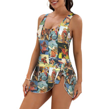 Load image into Gallery viewer, Vintage Cowboy Skirted Swimsuit
