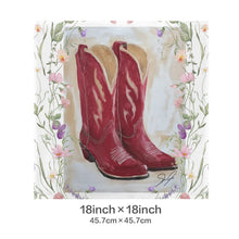 Load image into Gallery viewer, Baha Ranch Red Boots Velvety Soft Throw Pillow Case Made in America
