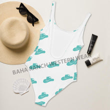 Load image into Gallery viewer, Yeehaw Turquoise Hat Yeehaw Swim Suit
