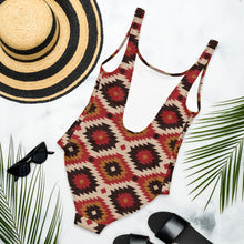 Load image into Gallery viewer, Yeehaw Rust Aztec One-Piece Swimsuit
