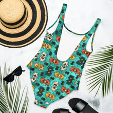 Load image into Gallery viewer, Yeehaw Turquoise Aztec One-Piece Swimsuit
