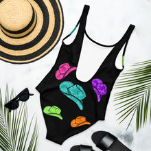 Load image into Gallery viewer, Yeehaw All Neon Hat One-Piece Swimsuit
