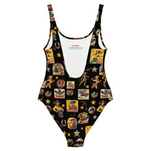 Load image into Gallery viewer, Yeehaw Vintage Cowgirl Collage One-Piece Swimsuit

