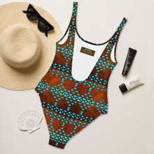 Load image into Gallery viewer, Baha Ranch Yeehaw Turquoise Aztec One-Piece Swimsuit
