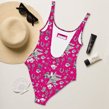 Load image into Gallery viewer, Baha Ranch Yeehaw Rhinestone Cowgirl Magenta One-Piece Swimsuit
