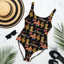 Load image into Gallery viewer, Yeehaw All Cowboy One Piece Swim Suit

