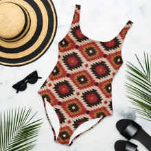 Load image into Gallery viewer, Yeehaw Rust Aztec One-Piece Swimsuit
