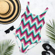 Load image into Gallery viewer, Yeehaw Turquoise Aztec One-Piece Swimsuit
