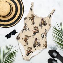 Load image into Gallery viewer, Yeehaw Vintage Cowgirl One-Piece Swimsuit
