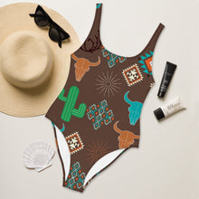 Load image into Gallery viewer, Yeehaw Bullhead Cactus One-Piece Swimsuit
