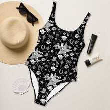 Load image into Gallery viewer, Baha Ranch Yeehaw Rhinestone Cowgirl Black One-Piece Swimsuit
