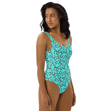 Load image into Gallery viewer, Yeehaw Turquoise Horseshoe One-Piece Swimsuit
