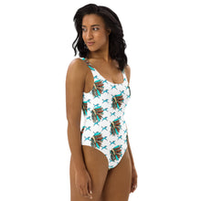 Load image into Gallery viewer, Yeehaw Turquoise Running Horse Headdress One-Piece Swimsuit
