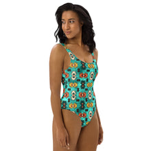 Load image into Gallery viewer, Yeehaw Turquoise Aztec One-Piece Swimsuit
