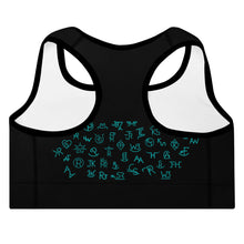 Load image into Gallery viewer, Turquoise Cattle Brands Sports Bra
