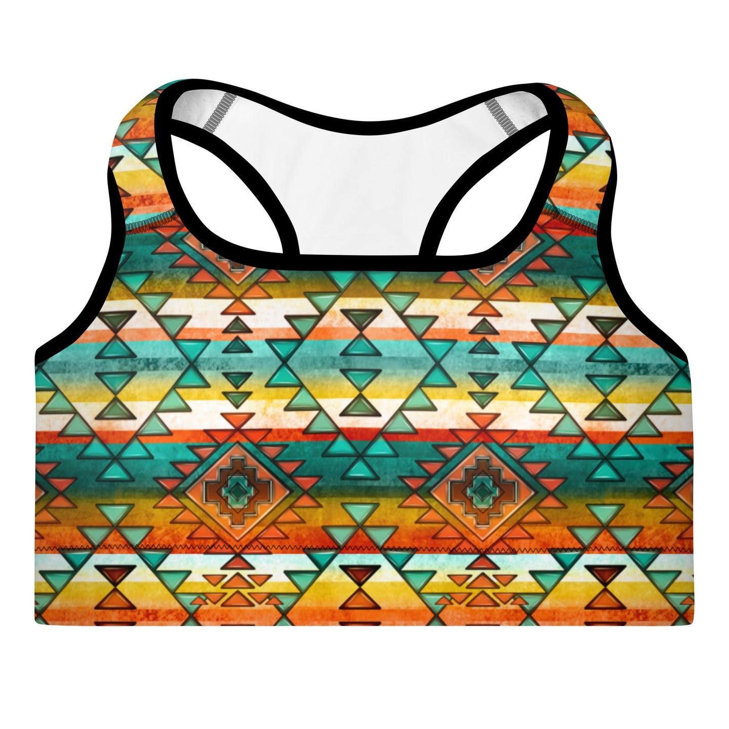 Mustard Aztec Padded Sports Bra