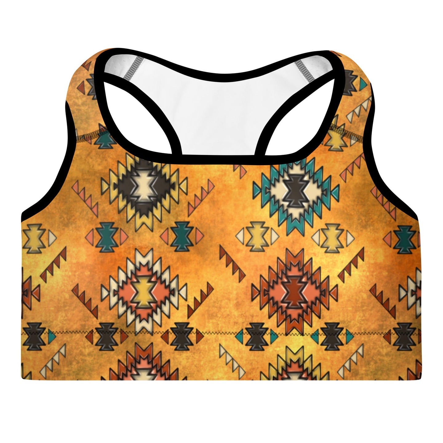 Golden Aztec Padded Sports Bra